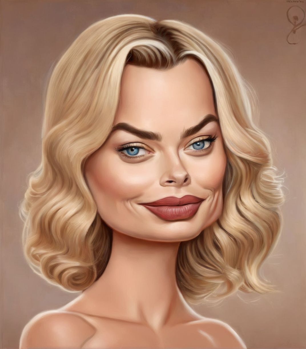 00092-20230905084506-7778-Margot Robbie Caricaturized _lora_SDXL-Caricaturized-Lora_1_, Very detailed, clean, high quality, sharp image, Mark Ryden.jpg