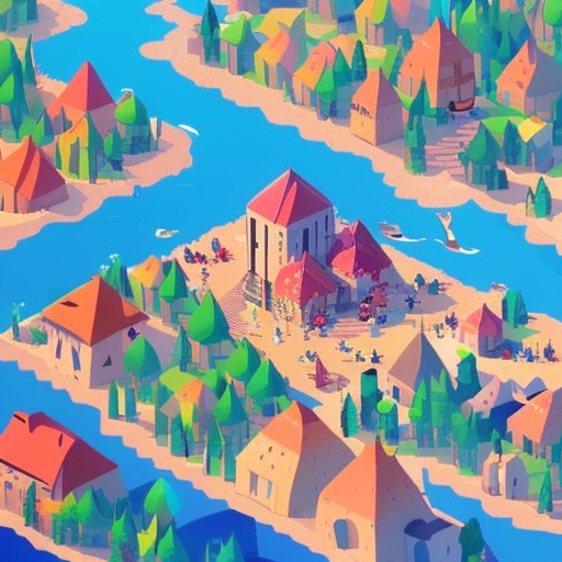 isometric village, vectorartz