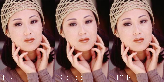 Comparing Bicubic upscaling against EDSR x2 upscaling on Set5 Image 4