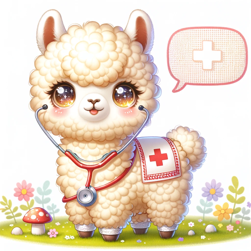 A little llama with a stethoscope.